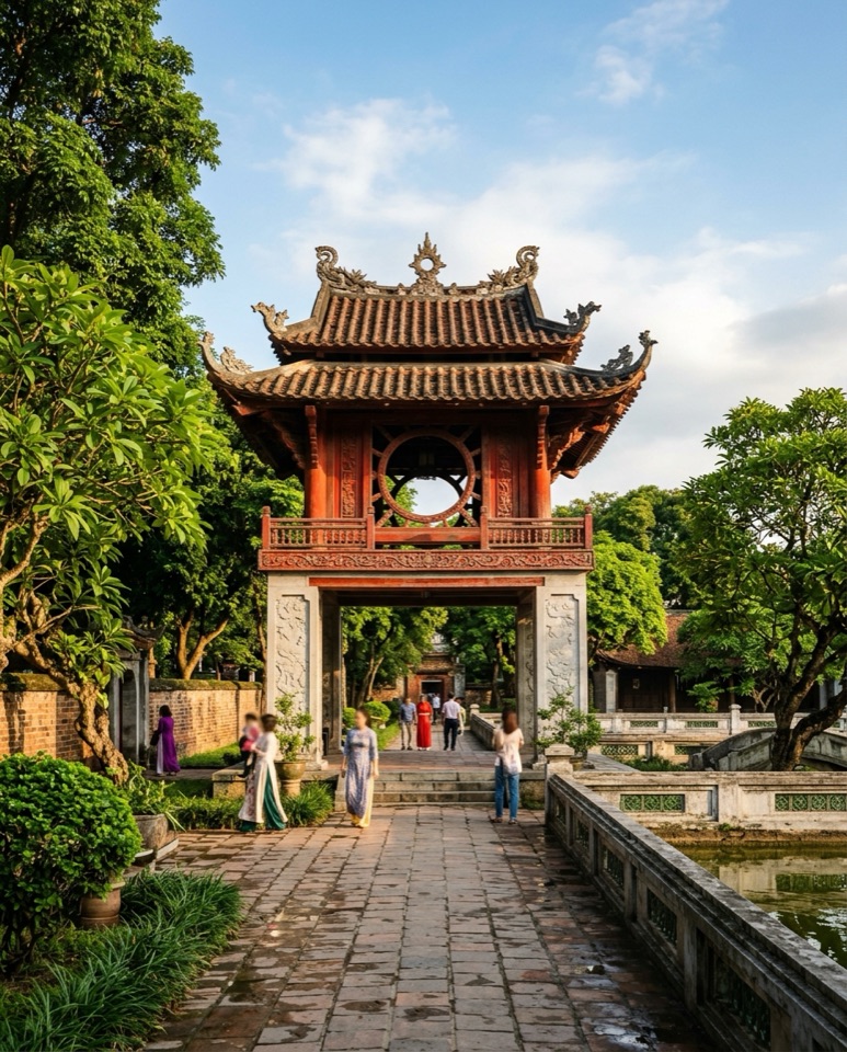 Khuê Văn Các Văn Miếu nắng chiều