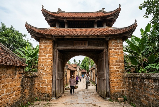 Cổng làng cổ Đường Lâm đá ong