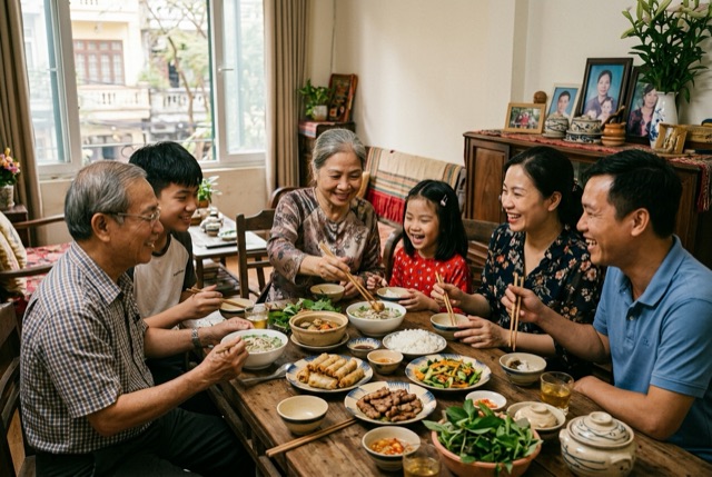 Bữa cơm gia đình đoàn tụ