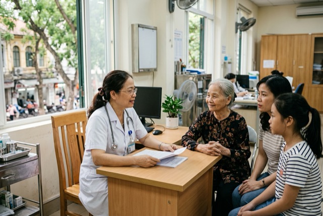 Bác sĩ tư vấn cùng gia đình