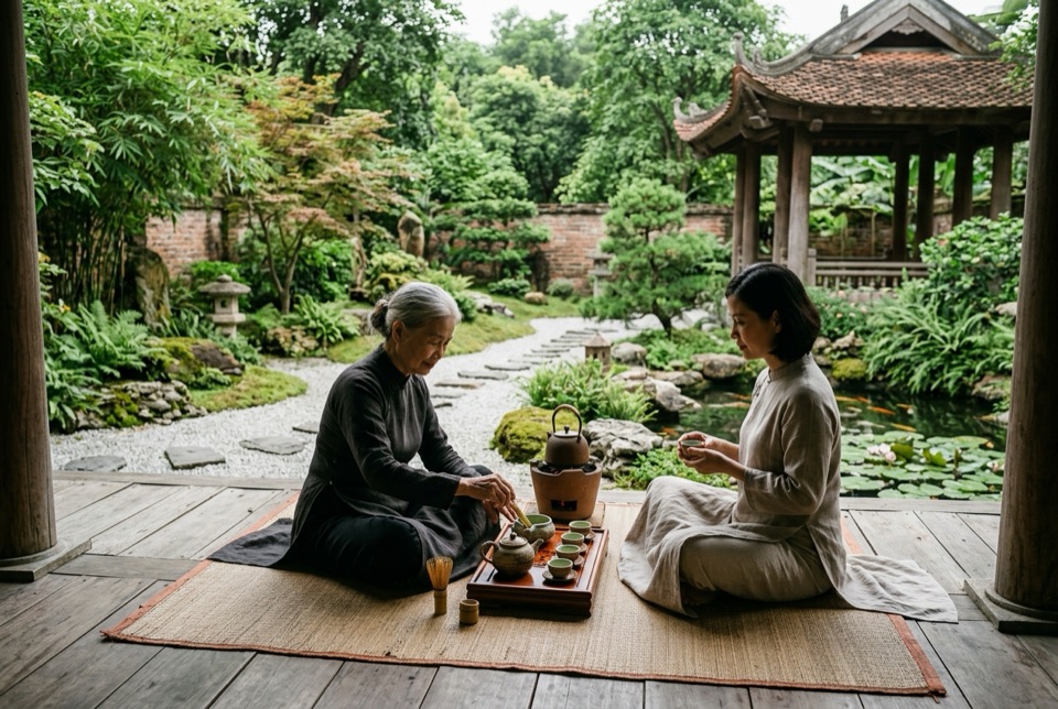 Không gian tĩnh dưỡng vườn thiền, trà đạo ngoại thành