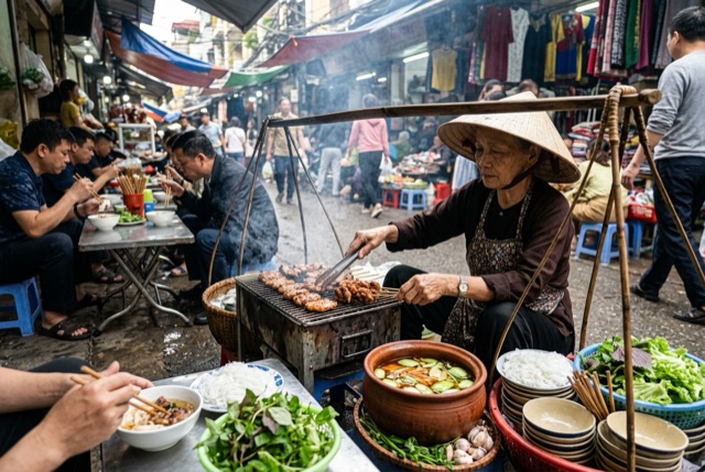 Gánh bún chả chợ Đồng Xuân