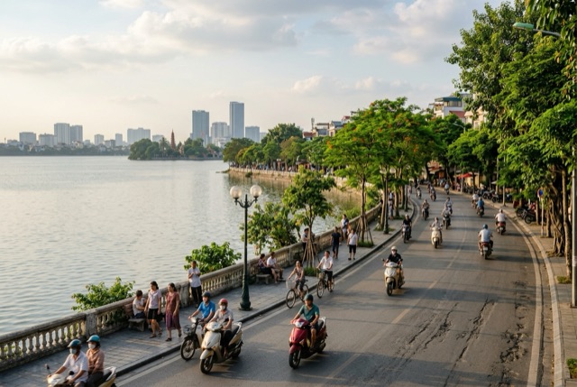 Đường ven Hồ Tây buổi chiều