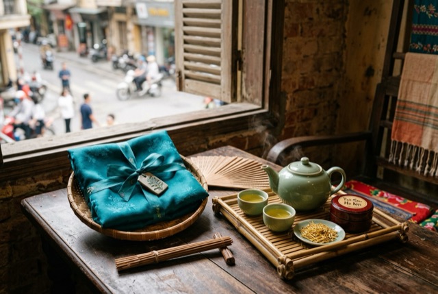 Quà lụa và trà sen
